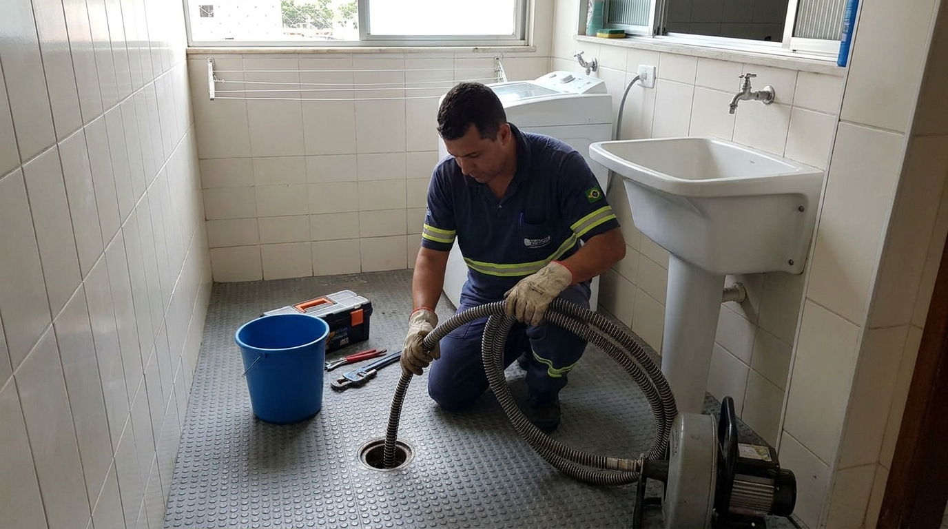 Desentupimento de ralo residencial em Itajaí‑SC