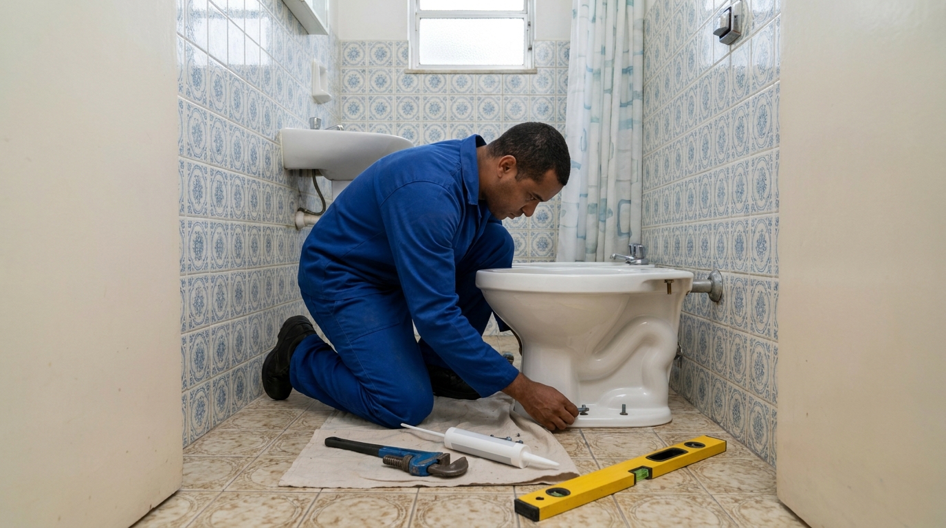 Instalação de vaso sanitário residencial em Itajaí‑SC