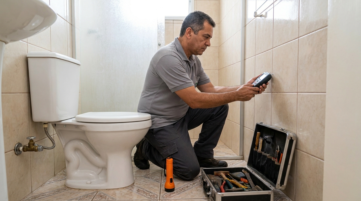 Técnico de caça vazamento com detector em Itajaí‑SC